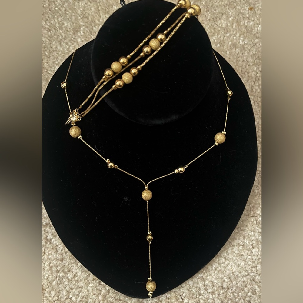 Elegant Gold Y Necklace and Bracelet Set